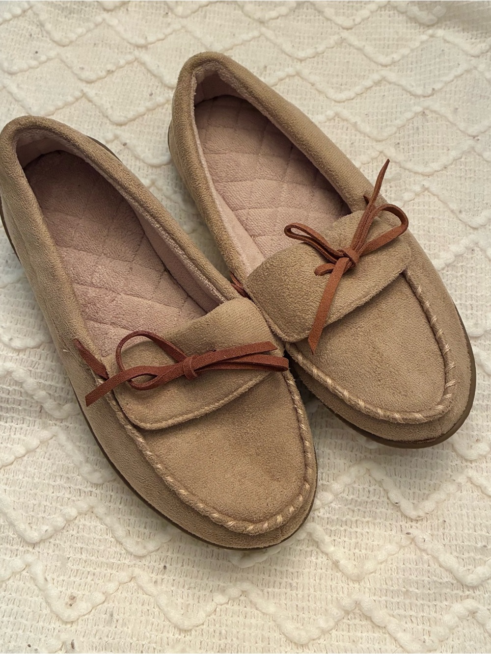 LazyStep Soft Tan Suede Memory Foam Slippers